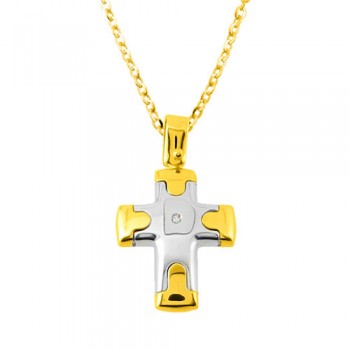 Χρυσός σταυρός Κ18 με brilliant